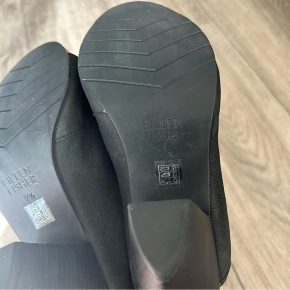 Eileen Fisher Black Pebbled Leather Open Toe Slingback Ankle Bootie - Picture 9 of 14